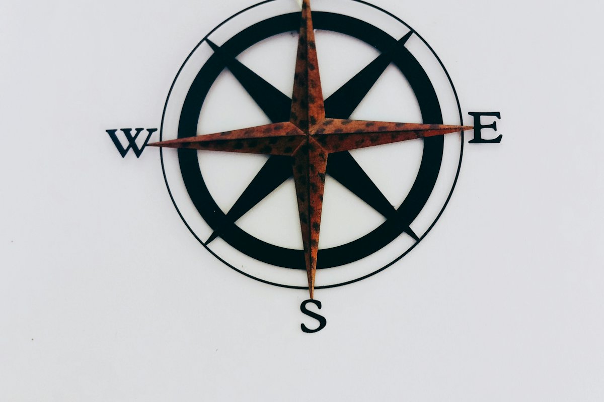 Compass rose drawing on white paper