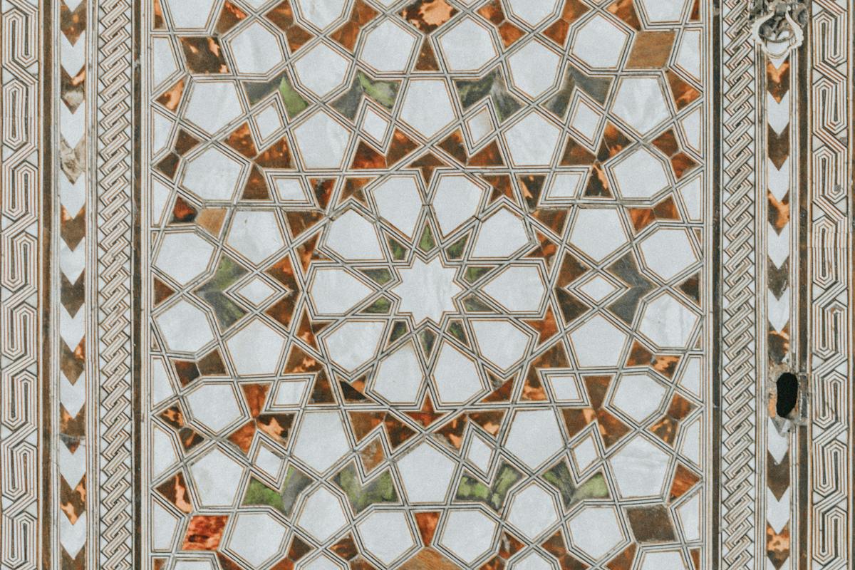 White and gold geometric mosaic panel