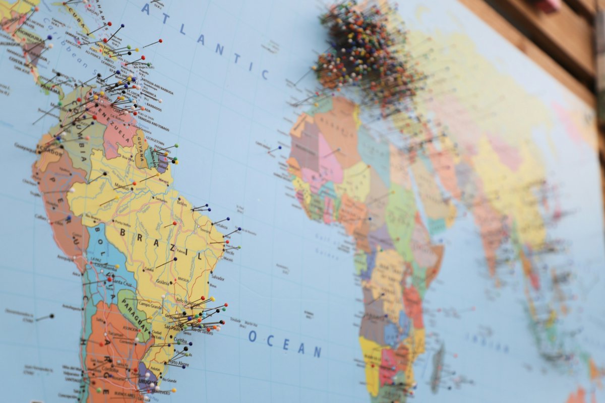 Colourful world map on a wall